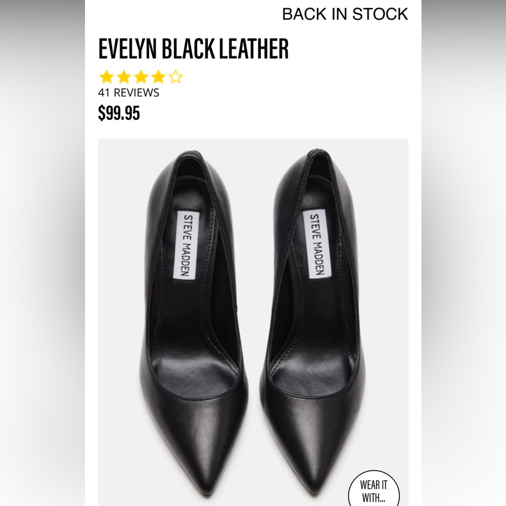 Never worn Steve Madden Evelyn pumps. Black leather size 7